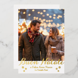 Carte De Vœux En Aluminium Red Buon Natale e Felice Anno Nuovo Script Photo