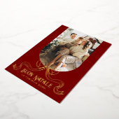 Carte De Vœux En Aluminium Red Buon Natale Simple Modern Coquette Bow Photo (Rotation)