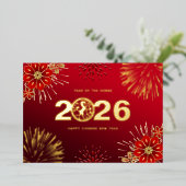 Carte De Vœux En Aluminium Red Gold Joyeux Chinois Nouvel An Rabbit (Debout devant)
