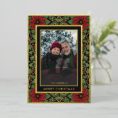 Carte De Vœux En Aluminium Red Green William Morris Bonnes Fêtes Photo (Debout devant)