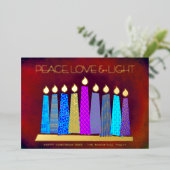Carte De Vœux En Aluminium Red Hanoukka bougies Paix Amour Lumière Véritable  (Debout devant)