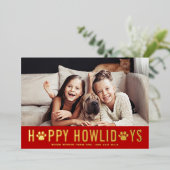 Carte De Vœux En Aluminium Red Happy Howlidays Typographie moderne Chien Phot (Debout devant)