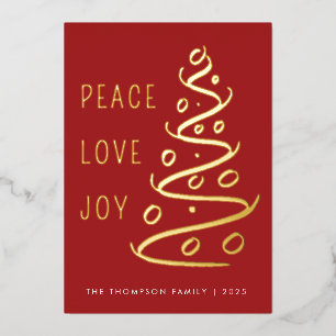 Carte De Vœux En Aluminium Red Peace Love Joy Tree
