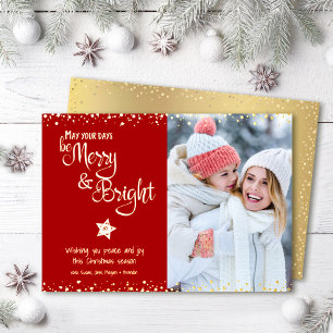 Carte De Vœux En Aluminium Red Photo Days Be Joyeux Bright Script Real Gold