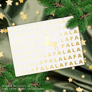 Carte De Vœux En Aluminium Reindeer sur mesure et FA LA LA Greeting Gold