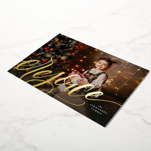 Carte De Vœux En Aluminium Rejoice écriture manuscrite Noël religieux (Rotation)