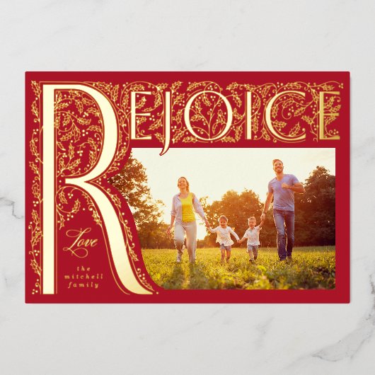 Carte De Vœux En Aluminium Rejoice Filagreement Christian (Recto)