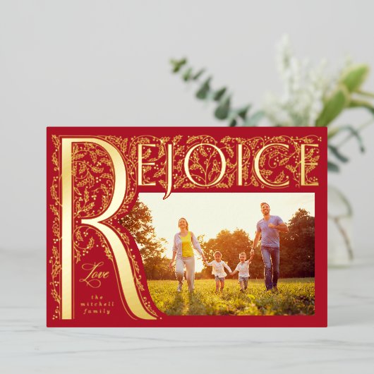 Carte De Vœux En Aluminium Rejoice Filagreement Christian (Debout devant)