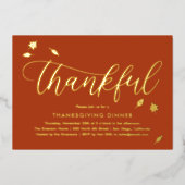 Carte De Vœux En Aluminium Remerciements Automne Foil Thanksgiving Party Invi (Recto)