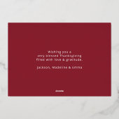 Carte De Vœux En Aluminium Remerciements Autumn Foliing Photo Thanksgiving (Verso)