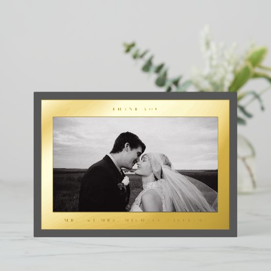 Carte De Vœux En Aluminium Remerciements pour mariage | Ajouter votre photo (Debout devant)