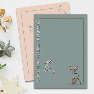 Carte De Vœux En Aluminium Rennes Modernes - Noël Minimaliste Rose Gold