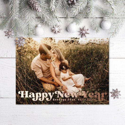 Carte De Vœux En Aluminium Retro Bonne année