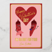 Carte De Vœux En Aluminium Retro Funny Red Hot Pepper Valentine's Day Gold (Recto)