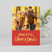 Carte De Vœux En Aluminium Retro Joyeux Noël Photo (Debout devant)