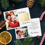 Carte De Vœux En Aluminium Retro nous croyons en la famille de Noël du Père N<br><div class="desc">Répandez la joie,  l'amour,  et une arrosée de joie de vacances et apportez une vibe vintage à votre plus proche et chère avec cette carte de Noël rétro. Customisez-le avec trois de vos photos de famille préférées qui capturent la magie de la saison.</div>