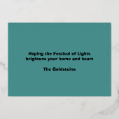 Carte De Vœux En Aluminium Retro Vibe Hanoukka Menorah Parties scintillant Ed (Verso)