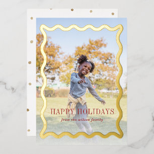 Carte De Vœux En Aluminium Retro Wavy Frame Holidays Full Photo