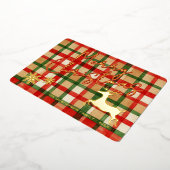 Carte De Vœux En Aluminium Rinder Classique Sur Vert Foncé Rouge Plaid Or (Rotation)