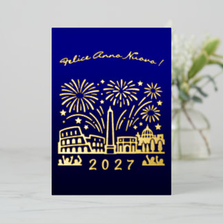 Carte De Vœux En Aluminium Rome Italie Feux d'Artifice Felice Anno Nuovo 2027