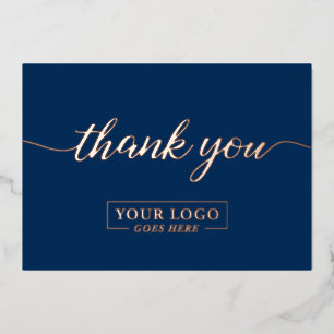Carte De Vœux En Aluminium Rose Gold Bleu Nuit Logo Entreprise personnalisé