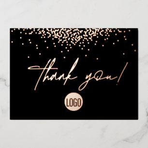Carte De Vœux En Aluminium Rose Gold Confetti Business Script Merci