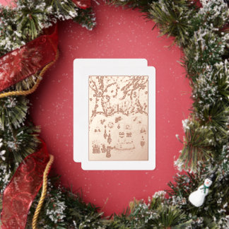 Carte De Vœux En Aluminium Rose Gold Feuille Chats Arbre Noël Fêtes
