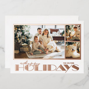 Carte De Vœux En Aluminium Rose Gold Joyeuses Fêtes Multi Photos