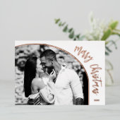 Carte De Vœux En Aluminium Rose Gold Joyeux Noël Écriture (Debout devant)