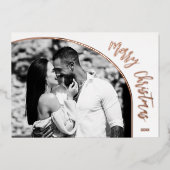 Carte De Vœux En Aluminium Rose Gold Joyeux Noël Script (Recto)