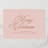 Carte De Vœux En Aluminium Rose Gold Merry Christmas Card (Recto)