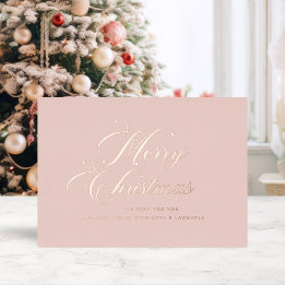 Carte De Vœux En Aluminium Rose Gold Merry Christmas Card