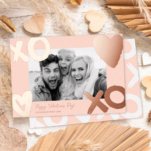 Carte De Vœux En Aluminium Rose gold xo cœur photo Saint-Valentin