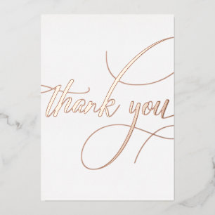 Carte De Vœux En Aluminium Rose minimaliste Merci de calligraphie or Mariage