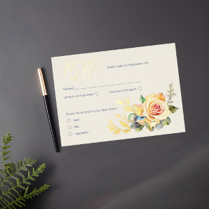Carte De Vœux En Aluminium Roses et Eucalyptus Aquarelle RSVP