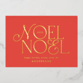 Carte De Vœux En Aluminium Rouge géométrique Noel script élégant moderne (Recto)