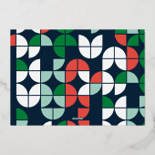 Carte De Vœux En Aluminium Rouge géométrique Noel script élégant moderne (Verso)