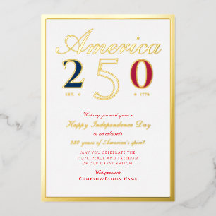 Carte De Vœux En Aluminium Rouge patriotique du Semiquincentenaire America 25
