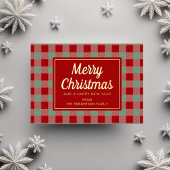 Carte De Vœux En Aluminium Rouge Plaid Christmas Gold