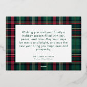 Carte De Vœux En Aluminium Rouge & Vert Tartan Plaid Joyeux Noël Photo (Verso)