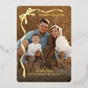 Carte De Vœux En Aluminium Ruban doré personnalisé pour photo de famille de P