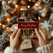 Carte De Vœux En Aluminium Rustic 5 photo collage Joyeux Noël famille