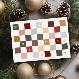Carte De Vœux En Aluminium Rustic Cute Joyeuses Fêtes de Noël À damiers