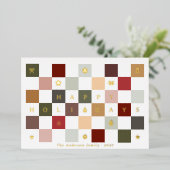 Carte De Vœux En Aluminium Rustic Cute Joyeuses Fêtes de Noël À damiers (Debout devant)