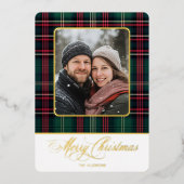 Carte De Vœux En Aluminium Rustic Plaid Photo Joyeux Noël (Recto)