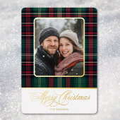 Carte De Vœux En Aluminium Rustic Plaid Photo Joyeux Noël