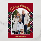 Carte De Vœux En Aluminium Rustique Tartan Plaid Arch Photo Joyeux Noël (Recto)