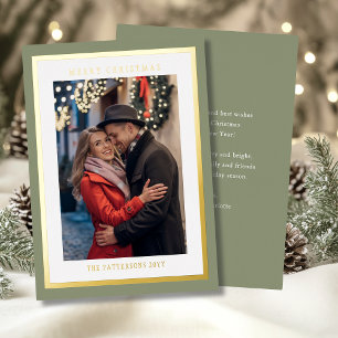 Carte De Vœux En Aluminium Sage Green Joyeux Noël Simple Photo moderne