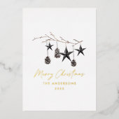 Carte De Vœux En Aluminium Sage vert moderne botanique scandi Noël (Recto)