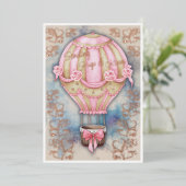 Carte De Vœux En Aluminium Saint-Valentin Montgolfière Rétro (Debout devant)